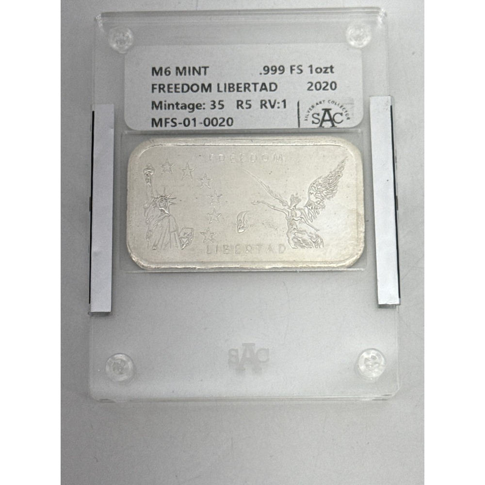 M6 Mint Libertad Freedom 1oz .999 FS Silver Bar Limited Mintage Design